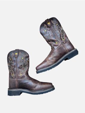 Justin Work Boots Men’s 10B Narrow Comp Toe Western Leather Brown